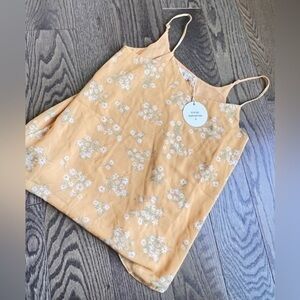 Yellow cami tank top shirt with florals flowers size medium nwt loose flowy airy